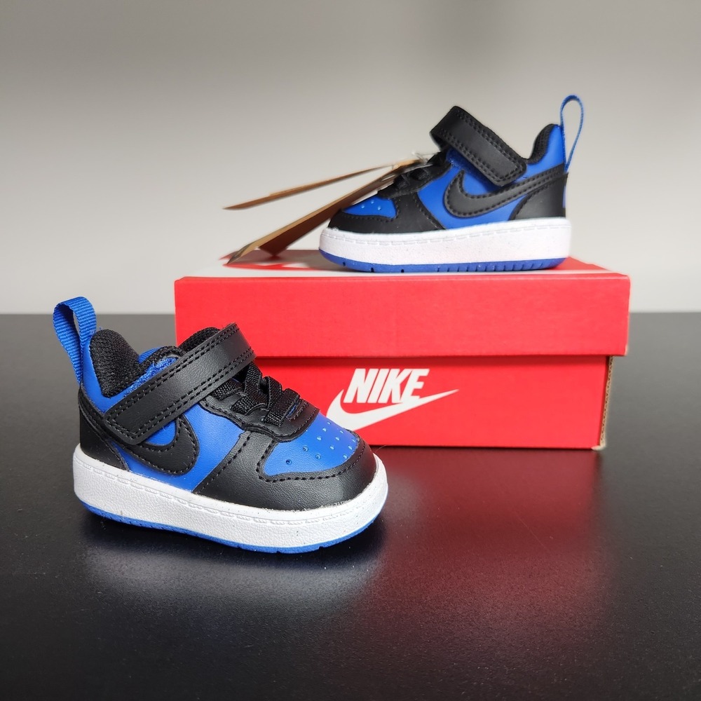 Nike Court Shoes Size 2C Black Blue Borough Low Recraft (TD) Sneakers NEW